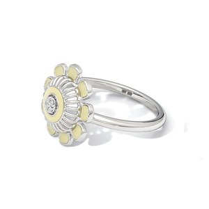 Anillo de cóctel con diamantes en forma de flor para mujer, plata 925, engaste pavé, joyería romántica para uso diario - Product Image 3