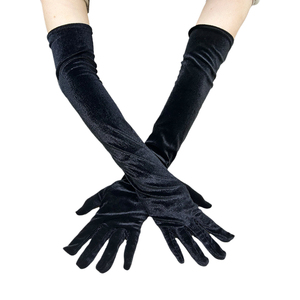 Gants longs unisexes en velours 100% pour mariée noire, opéra, gala, séchage rapide - Product Image 4
