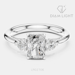 Bague de fiançailles en or blanc 14 carats avec diamant de laboratoire de 1,045 carats, coupe radiant, bague de mariée, certifiée IGI, bijoux fins, cadeau pour femme - Product Image 1