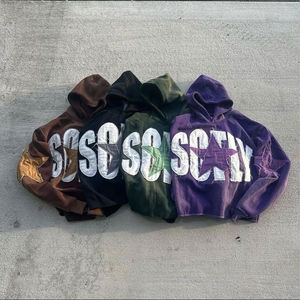 Ensemble de survêtement unisexe personnalisable 2025 style vintage streetwear, imprimé, effet délavé, sweat à capuche zippé, broderie vieillie, polaire respirante - Product Image 6