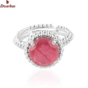 Anillos elegantes hechos a mano en plata de ley 925 con piedra de cuarzo prehnita doble, texturizados, ajustables, disponibles en stock. - Product Image 6