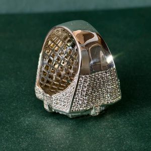 <b>Mens</b> Engagement <b>Ring</b> Cluster Design Round Brilliant Cut Moissanite Diamond 925 Sterling <b>Silver</b> Hip Hop Style Iced Out Pinky <b>Ring</b> - Product Image 6