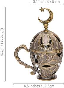 Decorative Handmade Bakhoor <b>Incense</b> <b>Burner</b> Arabic Style for Oud Chips Home Decor Religious Gift Purpose Metal - Product Image 3