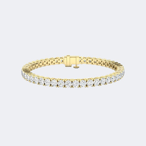 7.65 CTW <b>Gold</b> Plated Lab Grown Round Prong-<b>Set</b> Diamond IGI Certified Tennis Bracelet - Product Image 5