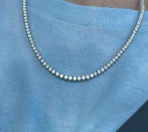 สร้อยคอเทนนิสโมอิสซาไนต์แท้ เงินแท้ 925 ชุบทอง 14K สำหรับผู้หญิง เครื่องประดับหรูหรา สร้อยคอแบบโดดเด่น - Product Image 5