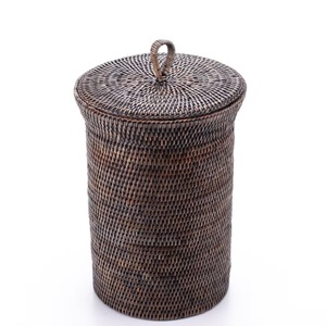 Natural Woven Waste Basket With <b>Lid</b> Suitable For Cafe Hotel Bathroom Utility Basket And Office Paper <b>Bin</b> Wholesale From India - Product Image 1