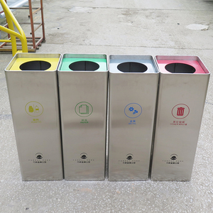 Nouveau design Bacs de <span class=keywords><strong>recyclage</strong></span> modernes en acier inoxydable brossé à haute teneur en <span class=keywords><strong>verre</strong></span> Poubelle rectangulaire à 4 composants - Product Image 3