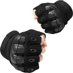 Gants anti-choc demi-doigts avec protection de paume en PU, sangle de poignet réglable, unisexe, pour activités de plein air - Product Image 1