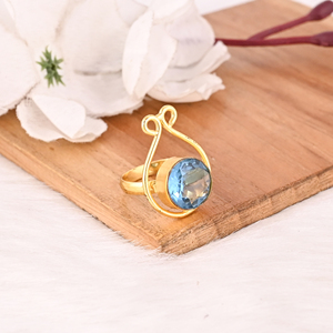 Anillo Ajustable de Topacio Azul, Joyería de Piedras Preciosas Hecha a Mano para Mujer - Product Image 2