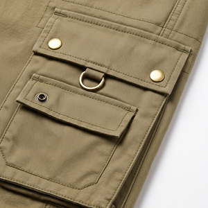 Wholesale Custom Men Zipper Fly <b>Elastic</b> <b>Waist</b> <b>Cargo</b> <b>Pants</b> Casual Multi Pocket Straight Leg Jogger Trousers for Men - Product Image 3