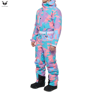 For Wholesale Rate OEM ODM Premium Quality New Arrival Waterproof Geometric Print One-Piece Wind-Resistant Polyester <b>Ski</b> Suit - Product Image 2