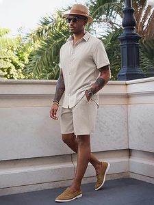 Men Summer <b>Knitted</b> Embroidered 100% Cotton Quick Dry Short Sleeve Custom Logo Joggers Suits <b>Set</b> Shirt and Short <b>Set</b> - Product Image 1