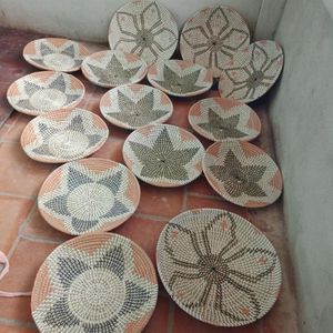 HOT SELLING Modern Eco-Friendly Woven Seagrass <b>Wall</b> <b>Decor</b> <b>Plates</b> 4-Piece Set School And Birthday Party <b>Decoration</b> Export Direct - Product Image 4