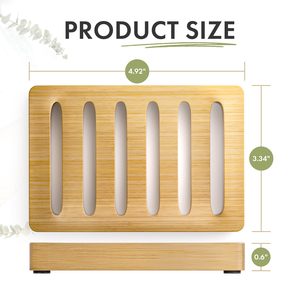 Porta Jabón Ecológico de Bambú Natural con Bandeja de Almacenamiento y Drenaje Automático para Ahorrar Jabón en el Baño, Venta al Por Mayor - Product Image 6