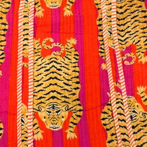 Jaipur Hand Block Printed Cotton Tote <b>Bag</b> With Quilted Design Eco Friendly Reusable Handbag For Office Travel Use Tiger Print - Product Image 4