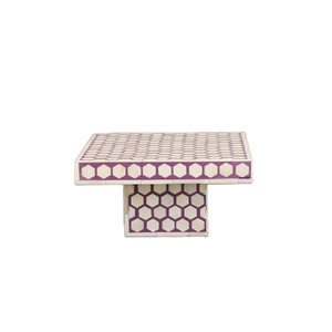 Exquisito Soporte Redondo para Tartas con Incrustaciones de Hueso para Bodas y Fiestas, Exhibidor Artesanal para Tartas, Cupcakes y Dulces Gourmet - Product Image 1