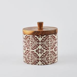 Boîte de rangement cylindrique classique en bambou indien faite à la main pour sel et sucre, empilable, vente en gros - Product Image 1