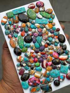 Cabochons en turquoise semi-précieuse naturelle, formes et tailles variées, à dos plat, pierres précieuses en vrac pour la fabrication de bijoux - Product Image 3