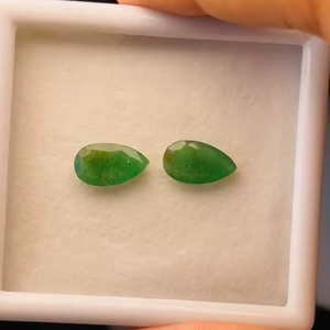 Par de esmeraldas naturales de Zambia, corte pera, 6.15 quilates, piedra preciosa de buena calidad, buen brillo, color verde agradable, pulido perfecto para joyería. - Product Image 3