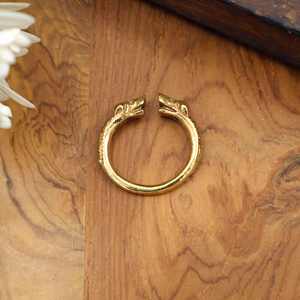 Anillo Abierto Doble Dragón de Latón Ajustable, Joyería Gótica Mítica, Anillo de Fantasía, Regalo para Hombres y Mujeres - Product Image 4
