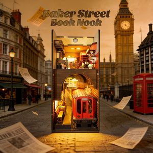 Puzzle 3D in Legno Fai da Te, Kit Casa in Miniatura Baker Street Book Nook con Luci, Modellino Fai da Te per Adulti, Casa delle Bambole per Regalo di Compleanno o Natale - Product Image 5