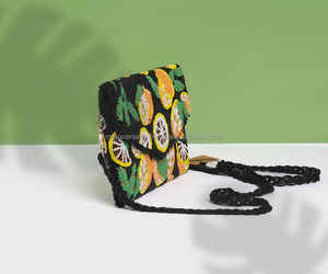 Rebecca élégant sac de soirée fait à la main blanc perlé pochette vert feuille conception décorations brodées à la main y compris les chaînes bouton - Product Image 2