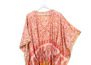 Caftan en soie pour femmes Art Saree en soie Caftan Long Wear Dress - Product Image 6