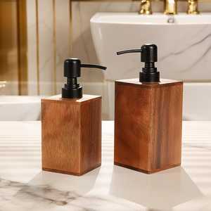 Dispensador de Jabón de Madera, Diseño Rectangular Minimalista, para Baño, Hogar, Grabado con 'Sweet Home' y 'Merry Christmas' - Product Image 4
