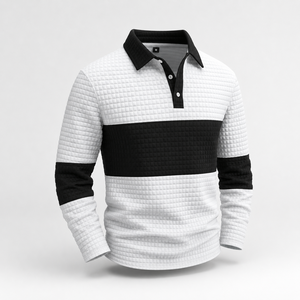 Chemise décontractée à manches longues pour homme Micah Corporation 2026, légère, 100 % coton tricoté, anti-boulochage, unie, 100 g - Product Image 1