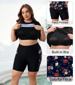 Maillot de bain Rash Guard personnalisé pour femme à manches courtes, imprimé, protection UV, haut de surf, vêtements de sport et d'extérieur, fabrication OEM - Product Image 2