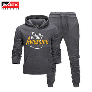 Survêtements de jogging unisexe en coton épais en molleton pour hommes survêtements décontractés avec logo personnalisé avec capuche ensemble sweat à capuche uni et joggers pour hommes - Product Image 1