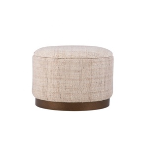 Pouf ottoman moderne en velours blanc, fait main, multifonctionnel, petit, avec rangement, pieds en bois, en mousse, pour salon et chambre à coucher - Product Image 1