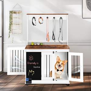 Caseta para Perros Estilo Vintage y Mueble Decorativo, Casa para Perros con Diseño de Grafiti y Puertas Dobles para tu Amigo Peludo - Product Image 2