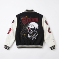 Veste universitaire pour homme, vert foncé, manches blanches, patch en chenille, lettres brodées, style baseball, coupe-vent, tricot côtelé rayé