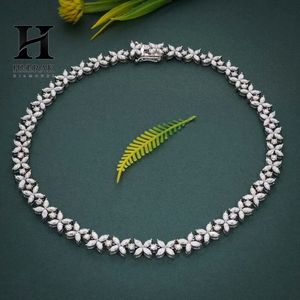 Collar de tenis floral con diamantes marquesa para mujer, de oro blanco de 14K, gargantilla de flores en racimo, moissanita, joyería nupcial botánica - Product Image 5