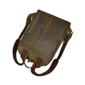 Men's Retro Genuine Leather <b>Backpack</b> Zipper Closure-Lightweight <b>Waterproof</b> <b>School</b> Travel Laptop Bag - Product Image 2