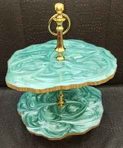 Soporte de Pastel de Resina Ecológico Hecho a Mano de Lujo, de 2 Piezas, para Exhibición de Postres en Cumpleaños/Bodas, Decoración del Hogar/Panadería - Product Image 6
