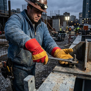 Gants de travail industriels de qualité supérieure, protection pour la construction, gants de travail durables en cuir de vachette, résistants au feu et à la chaleur - Product Image 4