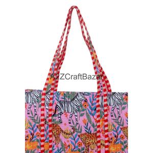 Indian Hand Block Quilted Floral Printed 100% Cotton Tote Shoulder <b>Bag</b> Eco-Friendly Durable for Daily Use Fashion for Summer - Product Image 5