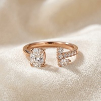 Nouvelle conception, bague de fiançailles en argent 925 avec diamant ovale 3 carats VVS de laboratoire, sertie pavé incurvé, bijoux fins