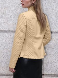 Veste de motard en similicuir pour femme, coupe ajustée, style bomber, vente en gros OEM - Product Image 5