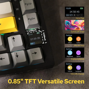Ajazz AK820Pro 75% Junta RGB 2,4G Inalámbrico y BT Teclado mecánico para juegos con cable USB con pantalla - Product Image 3