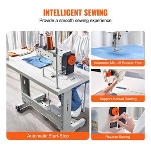 Macchina per cucire industriale servomotore da 550W 5000s.p.m punto di blocco resistente ad alta velocità chiaro pannello di controllo elettromeccanizzazione - Product Image 4