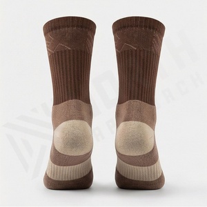 Brown Crew <b>Socks</b> Solid Color Knitted Breathable Cotton Polyester Spandex Adult Casual Daily Wear Autumn Style - Product Image 2
