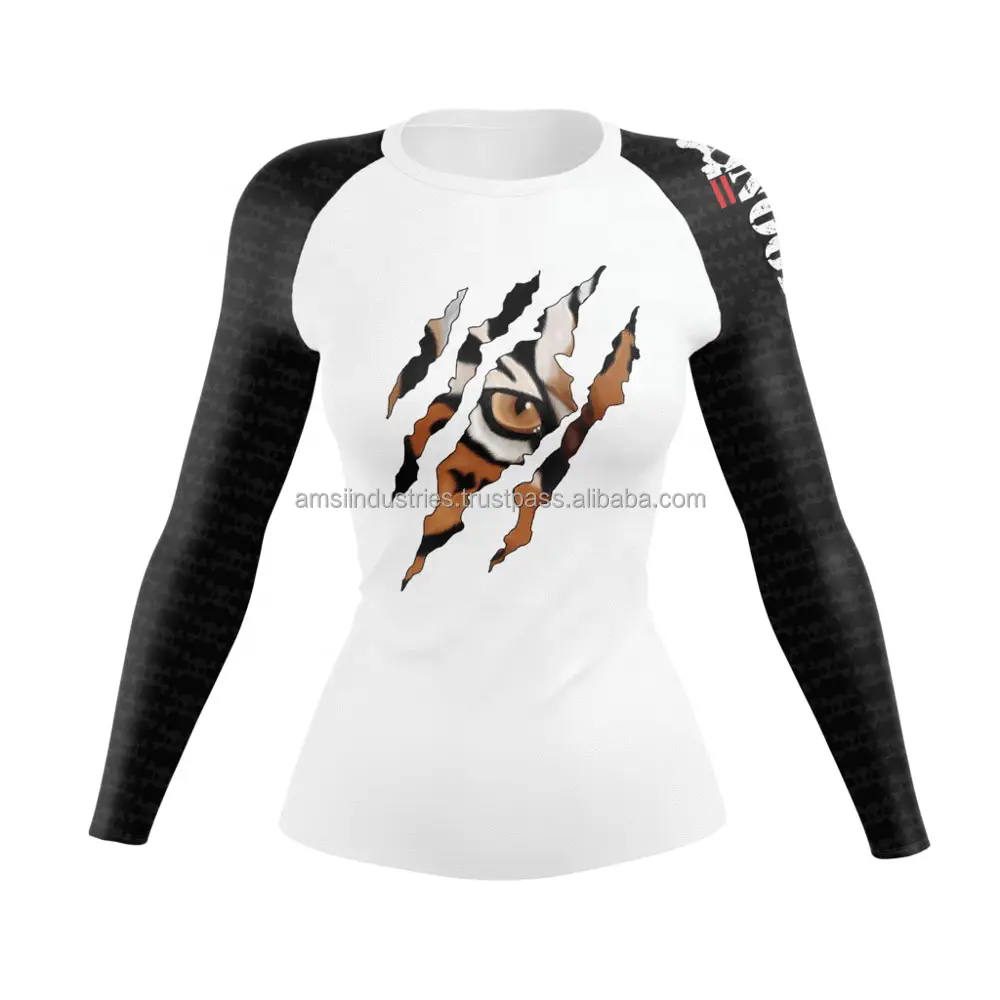 Women's Long Sleeves MMA Rash Guard Sublimated Rash Guard