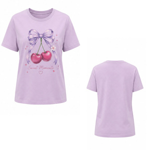 Camiseta de Verano para Mujer con Estampado Gráfico, Botones, Cuello Redondo, Manga Corta, Algodón Suave, Estilo Casual, Personalizable, Marca Privada, Pedido al por Mayor - Product Image 4