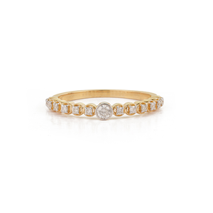 Nouveautés ODM OEM : Bague empilable en or jaune 14 carats avec diamant rond brillant, idéale pour le quotidien, cadeau pour elle, bijoux. - Product Image 1
