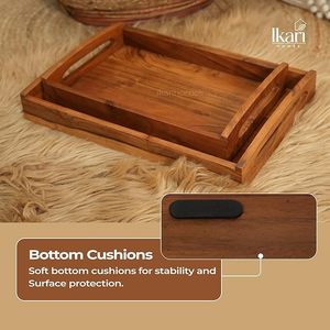 Plateau en bois, plateau de service en bois, plateaux en bois non finis, plateau de service en bois, plateau à cocktails en bois, plateau de service en bois d'acacia - Product Image 1