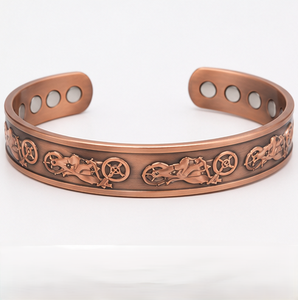 Handcrafted Biker Pattern Solid Copper Wrist <b>Bangle</b> With Magnets Metal Jewelry Exquisite Design Promotional Novelty Gift - Product Image 6