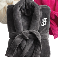 Bata de Microfelpa Gris Suave y Acogedora, Ligera, de Manga Larga, para Descansar en Casa, Ropa de Moda y Confort